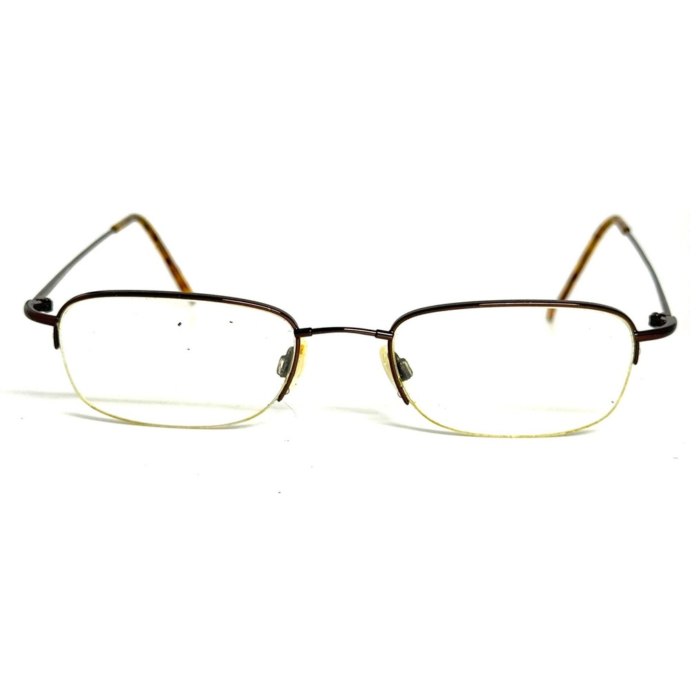 Flexon 607 Marchon Eyeglasses Coffee Brown Rectangle Semi Rimless 51 20 145